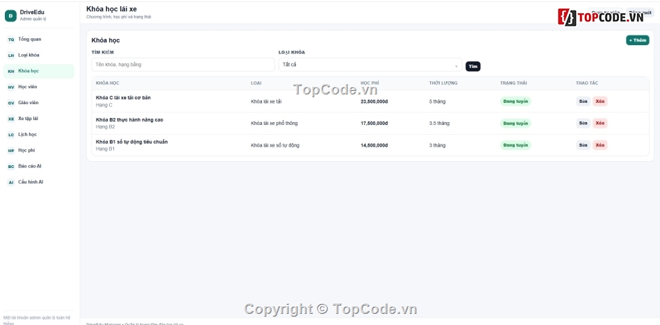 AI,Website AI,Code Website Đào Tạo Lái Xe